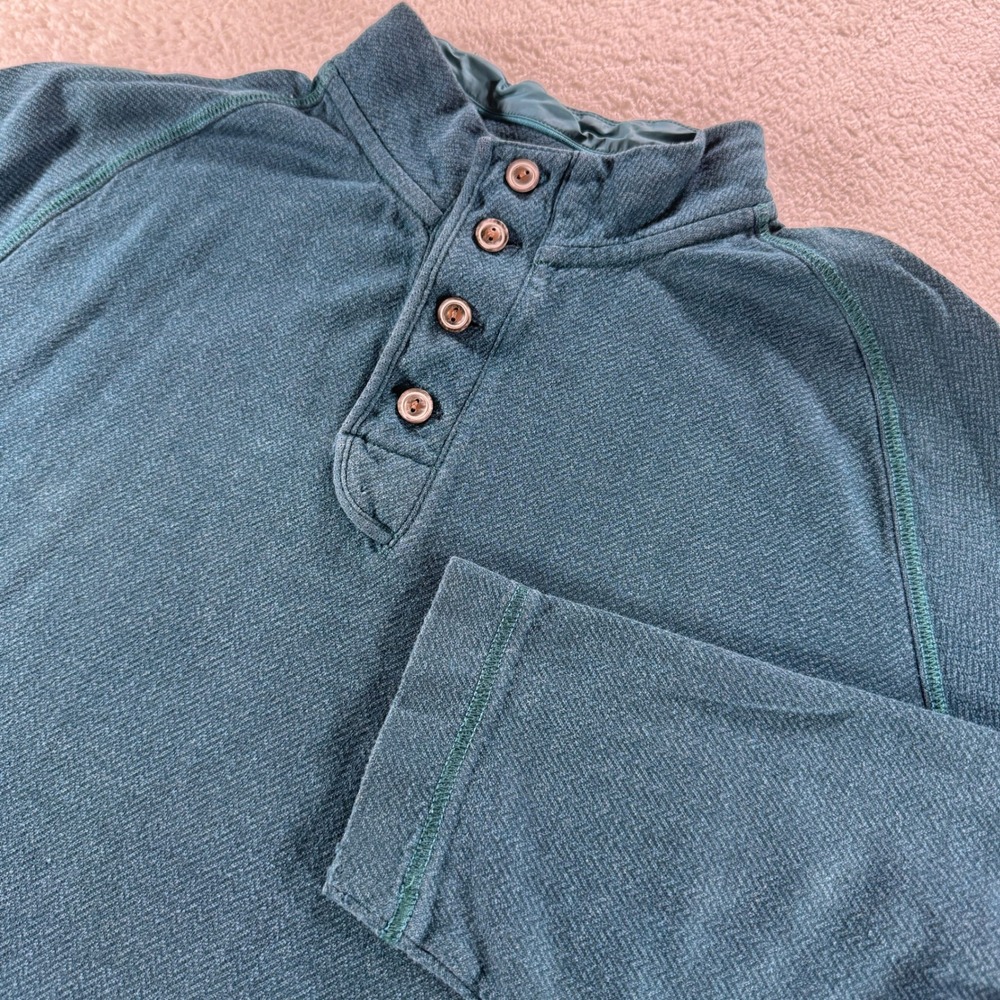 Tommy Bahama Men's Quarter Button Up Teal Blue‎ Sweatshirt Preppy Work Cotton XL